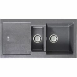 Carron Phoenix Bali 150 1.5 Bowl Granite Kitchen Sink - Stone Grey - 114.0055.865