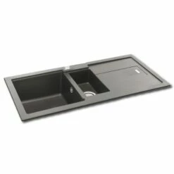 Carron Phoenix Bali 150 1.5 Bowl Granite Kitchen Sink - Jet Black - 114.0159.252