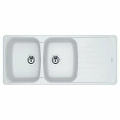 Franke Antea Fragranite 2 Bowl Inset Kitchen Sink Reversible AZG 621-116 - Polar White - 114.0532.317