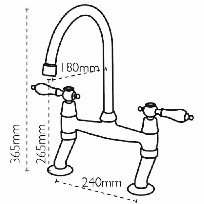Carron Phoenix Barra Bridge Mixer Kitchen Tap - Chrome - 115.0074.732 - Image 2