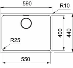 Franke Mythos 1 Bowl Undermount Kitchen Sink MYX 110-55 - Stainless Steel - 122.0606.969