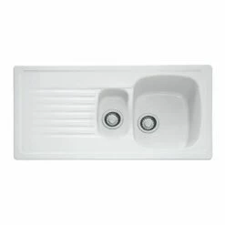 Franke Elba 1.5 Bowl Inset Ceramic Kitchen Sink Reversible ELK 651-100 - White - 124.0307.011