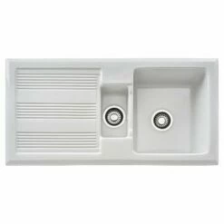 Franke Galassia 1.5 Bowl Ceramic Inset Kitchen Sink With Reversible Drainer GAK 651-101 - White - 124.0533.654
