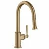 AXOR Montreux Single Lever Kitchen Mixer Tap 180 With Pull Out Spray - Brushed Bronze - 16581140