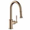 AXOR Montreux Single Lever Kitchen Mixer Tap 180 With Pull Out Spray - Polished Red Gold - 16581300