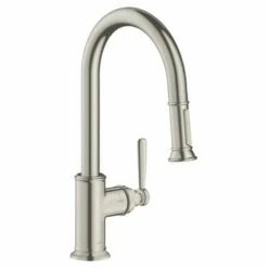 AXOR Montreux Single Lever Kitchen Mixer Tap 180 With Pull Out Spray - Stainless Steel - 16581800