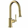 AXOR Montreux Single Lever Kitchen Mixer Tap 180 With Pull Out Spray - Polished Gold Optic - 16581990