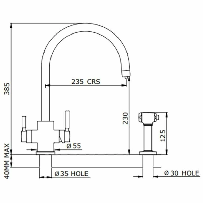 Perrin & Rowe 3-in-1 Hot Kitchen Tap With C-Spout - Satin Brass - 1712SB - Image 4