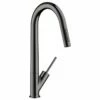 Axor Starck Single Lever Kitchen Mixer 270 With Pull-Out Spray - Polished Black Chrome - 10821330