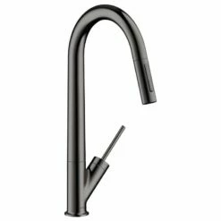 Axor Starck Single Lever Kitchen Mixer 270 With Pull-Out Spray - Polished Black Chrome - 10821330