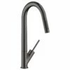 Axor Starck Single Lever Kitchen Mixer 270 With Pull-Out Spray - Brushed Black Chrome - 10821340