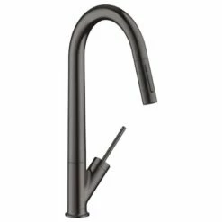 Axor Starck Single Lever Kitchen Mixer 270 With Pull-Out Spray - Brushed Black Chrome - 10821340
