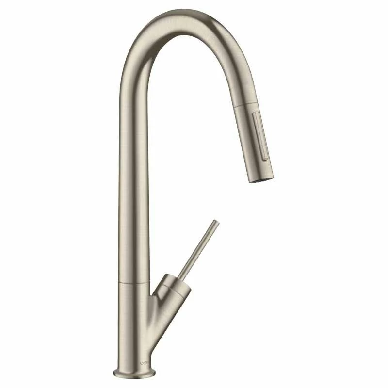 Axor Starck Single Lever Kitchen Mixer 270 With Pull-Out Spray - Brushed Nickel - 10821820