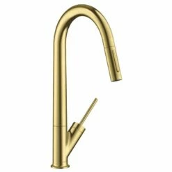 Axor Starck Single Lever Kitchen Mixer 270 With Pull-Out Spray - Brushed Brass - 10821950