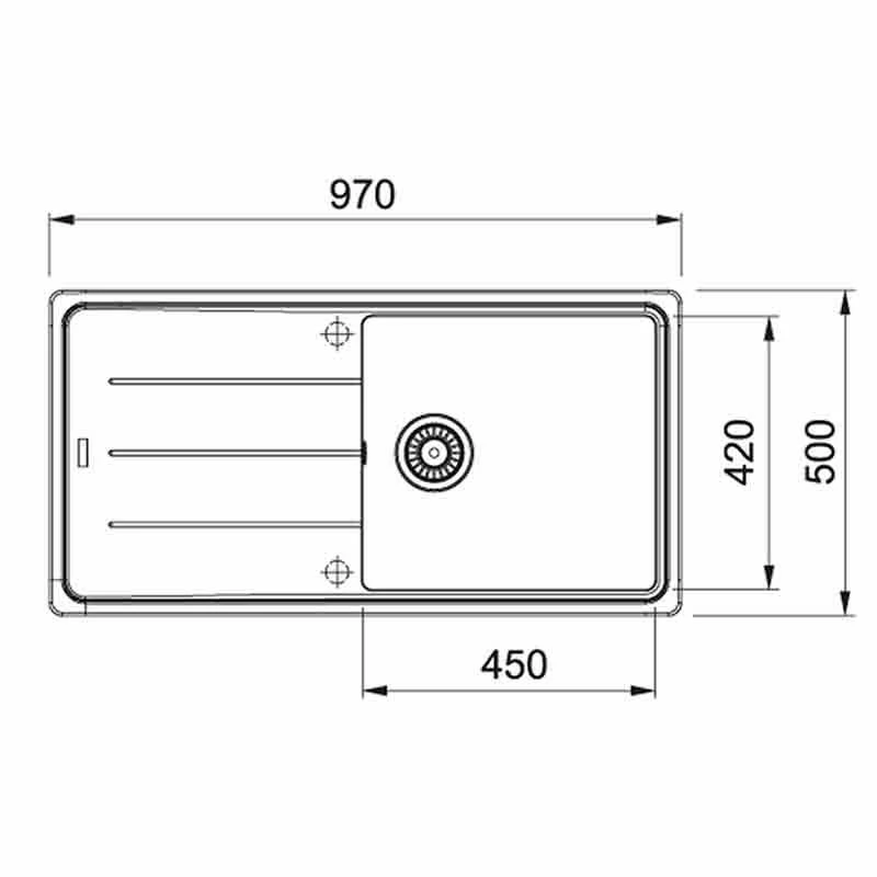 Franke Basis 1 Bowl Fragranite Kitchen Sink Reversible BFG 611-97 - Oyster - 114.0633.736 - Image 2