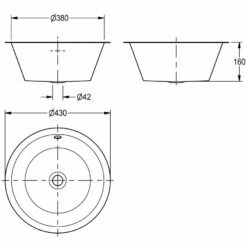 KWC DVS Round Inset Sink Bowl 380mm D20142N - Stainless Steel - 203.0000.050