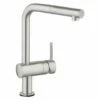 Grohe Minta Touch L Spout Pull Out Spray Kitchen Tap, Super Steel 31360