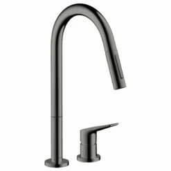 AXOR Citterio M Single Lever Kitchen Mixer Tap 220 With Pull Out Spray 2TH - Polished Black Chrome - 34822330