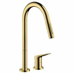 AXOR Citterio M Single Lever Kitchen Mixer Tap 220 With Pull Out Spray 2TH - Polished Gold Optic - 34822990
