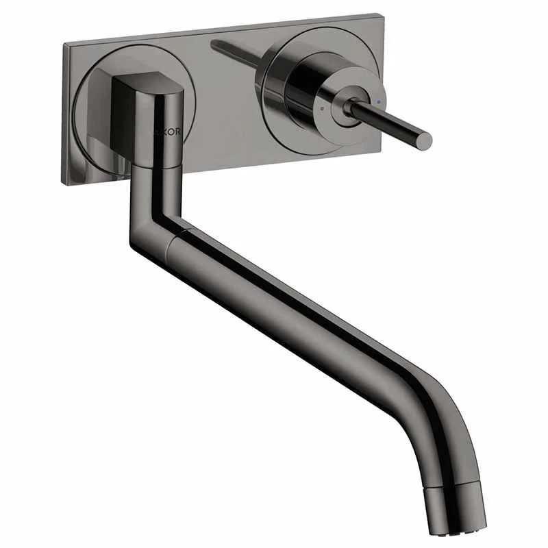 Axor Uno Wall Mounted Kitchen Mixer Tap Single Lever - Polished Black Chrome - 38815330