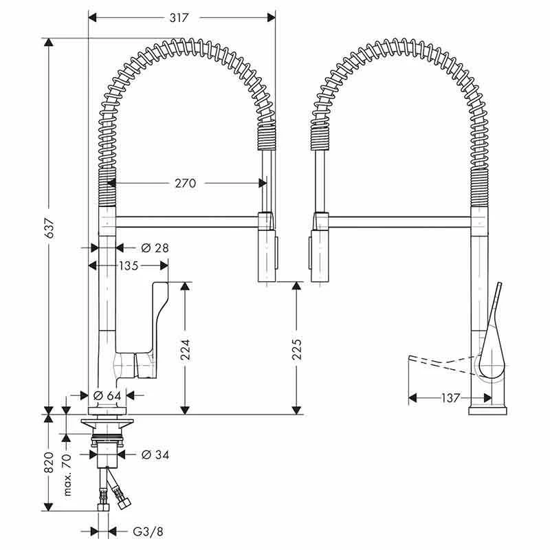 Axor Citterio Single Lever Kitchen Mixer 230 Semi-Pro Eco - Chrome - 39842000 - Image 2