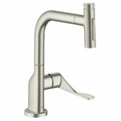 Axor Citterio Single Lever Kitchen Mixer Select 230 2 Jet With Pull-Out Spray - Stainless Steel - 39863800