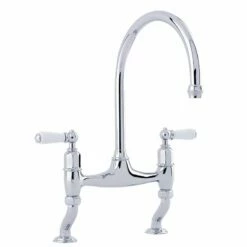 Perrin & Rowe Ionian Bridge Kitchen Mixer Tap With Lever Handles - Chrome - 4193CPWPC