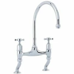 Perrin & Rowe Ionian Bridge Kitchen Mixer Tap With Crosstop Handles - Chrome - 4192CP