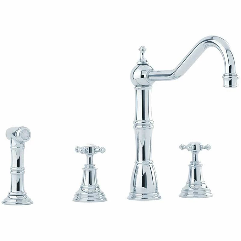 Perrin & Rowe Alsace Kitchen Mixer Tap With Crosshead Handles - Chrome - 4775CP