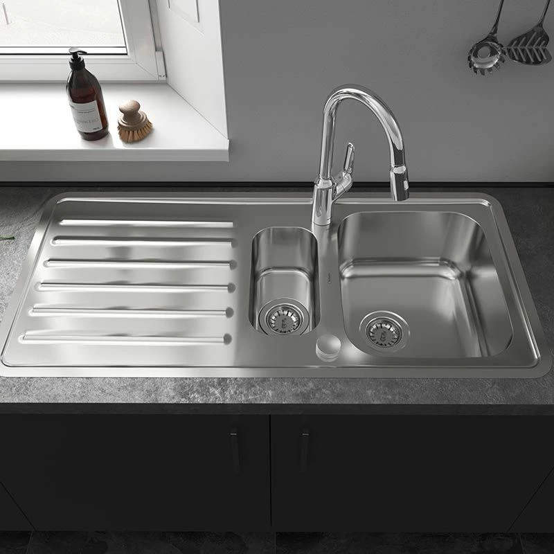Hansgrohe S4113-F540 Built-in Kitchen Sink 340/150/400 With Drainboard - Stainless Steel - 43339800 - Image 3