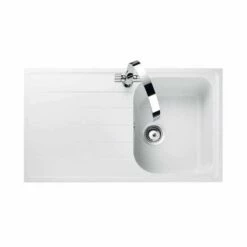 Rangemaster Amethyst 1 Bowl Igneous Granite Kitchen Sink - Crystal White - AME1051CW/
