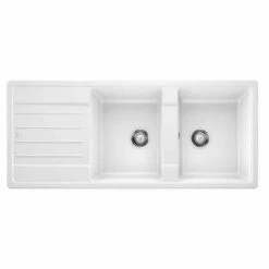Blanco LEGRA 8 S Reversible Silgranit 2 Bowl Inset Kitchen Sink - White - 523165