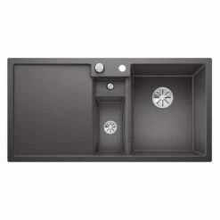 Blanco COLLECTIS 6 S RH Silgranit 1.5 Bowl Inset Kitchen Sink With Drain Remote Control - Rock Grey - 523345