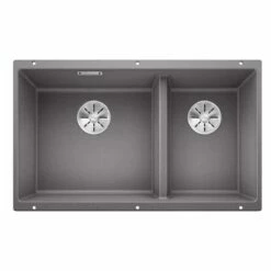 Blanco SUBLINE 430/270-U LH Silgranit 1.5 Bowl Undermount Kitchen Sink With Manual InFino Waste - Alumetallic - 523153