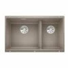 Blanco SUBLINE 430/270-U LH Silgranit 1.5 Bowl Undermount Kitchen Sink With Manual InFino Waste - Tartufo - 523158