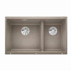 Blanco SUBLINE 430/270-U LH Silgranit 1.5 Bowl Undermount Kitchen Sink With Manual InFino Waste - Tartufo - 523158