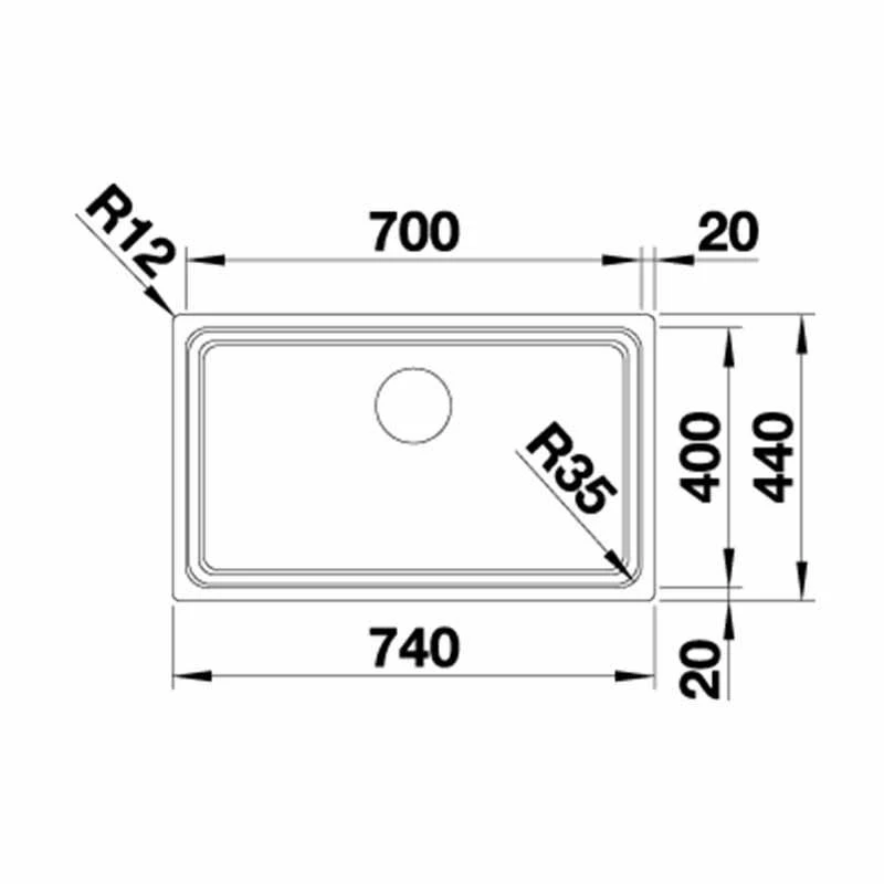 Blanco ETAGON 700-IF Stainless Steel 1 Bowl Inset Kitchen Sink With Manual InFino Waste - Satin Polish - 524272 - Image 2