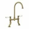 Blanco VICUS Bridge Twin Lever Swivel Spout Galvanic Kitchen Tap - Brushed Brass - 524282
