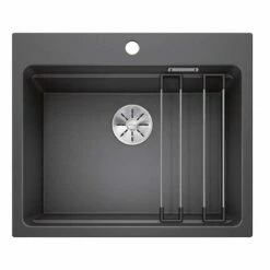 Blanco ETAGON 6 Silgranit 1 Bowl Inset Kitchen Sink With Manual InFino Waste - Anthracite - 524539