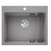 Blanco ETAGON 6 Silgranit 1 Bowl Inset Kitchen Sink With Manual InFino Waste - Alumetallic - 524541
