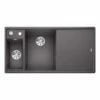 Blanco AXIA III 6 S LH Silgranit 1.5 Bowl Inset Kitchen Sink With Drain Remote Control - Rock Grey - 524654