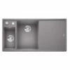 Blanco AXIA III 6 S LH Silgranit 1.5 Bowl Inset Kitchen Sink With Drain Remote Control - Alumetallic - 524655