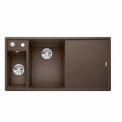 Blanco AXIA III 6 S LH Silgranit 1.5 Bowl Inset Kitchen Sink With Drain Remote Control - Coffee - 524662