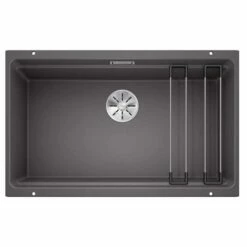 Blanco ETAGON 700-U Silgranit 1 Bowl Undermount Kitchen Sink With Manual InFino Waste - Rock Grey - 525168