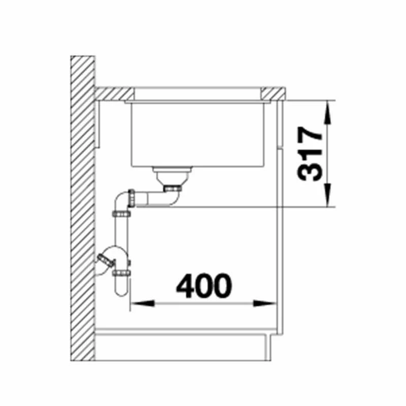 Blanco ETAGON 700-U Silgranit 1 Bowl Undermount Kitchen Sink With Manual InFino Waste - White - 525171 - Image 3