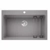 Blanco ETAGON 8 Silgranit 1 Bowl Inset Kitchen Sink With Manual InFino Waste - Alumetallic - 525189