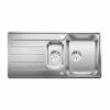 Blanco CLASSIMO 6 S-IF Reversible Stainless Steel 1.5 Bowl Kitchen Sink With Drain Remote Control - Brushed - 525328