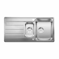 Blanco CLASSIMO 6 S-IF Reversible Stainless Steel 1.5 Bowl Kitchen Sink With Drain Remote Control - Brushed - 525328