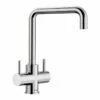 Blanco JAMIA Twin Lever High J-Shaped Spout Galvanic Kitchen Tap - Chrome - 525335