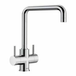 Blanco JAMIA Twin Lever High J-Shaped Spout Galvanic Kitchen Tap - Chrome - 525335